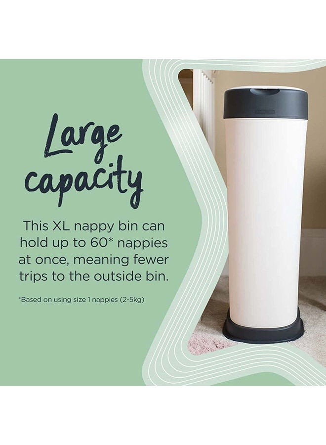 Twist & Click Sangenic XL Nappy Bin, Holds up to 60 Nappies, Eco-Friendlier System, 76cm Tall, Includes 1x Refill Cassette with Sustainably Sourced Antibacterial GREENFILM
