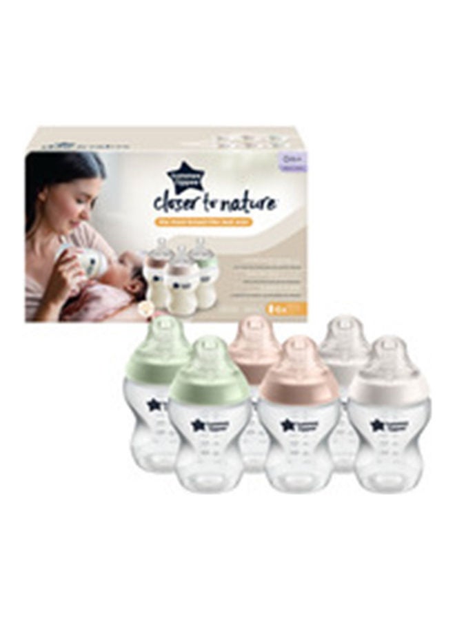 Pack Of 6 Closer To Nature Baby Bottle, 260 Ml, Pp, 0 Months +