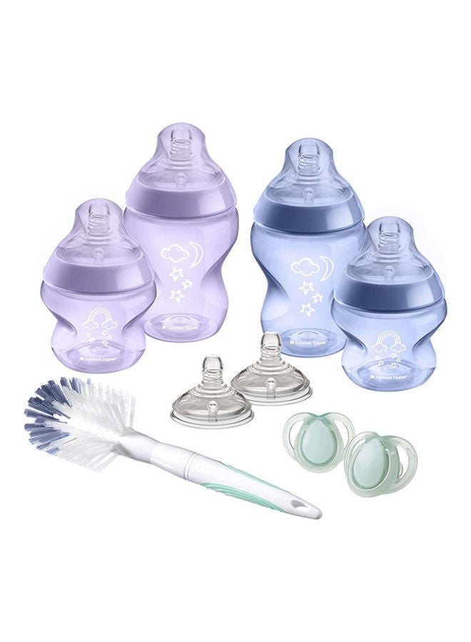 Closer To Nature Newborn Baby Bottle Starter Kit, Breast-Like Teats With Anti-Colic Valve, Mixed Sizes, Pink