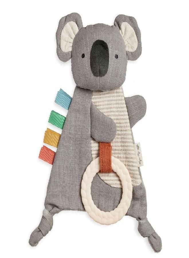 Itzy Ritzy - Bitzy Crinkle Sensory Toy with Teether; Features Ribbons, Crinkle Sound & Soft, Braided Teething Ring; Koala