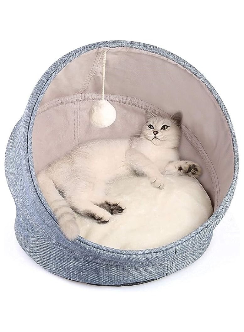 2-in-1 Washable Cushion Cat Bed & Cave for Indoor Cats Anti-slip and Water Resistant Bottom