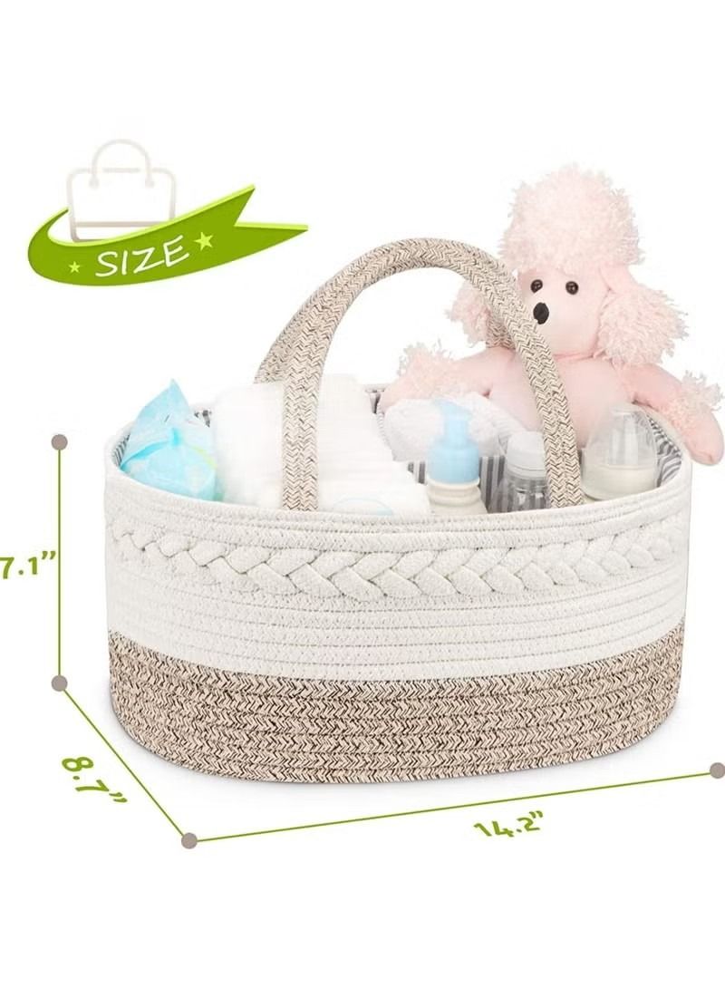 Baby Diaper Caddy Organizer, Cotton Rope Diaper Caddy for Baby large diaper caddy basket, Nursery Storage Bin, Baby Caddy with Removable Inserts for Changing Table & Car Diaper Organizer