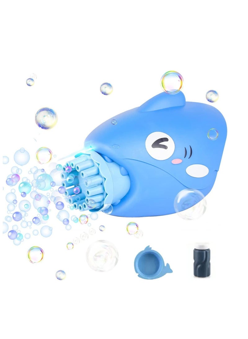 Shark Bubble Gun with Light Bubble Maker Machine for Summer Indoor Outdoor Activity Electric Automatic Bubble Blaster Party Favors Gift Bubble Blower Toys for Kids Adults Blue