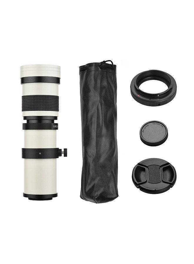 Camera MF Super Telephoto Zoom Lens F/8.3-16 420-800mm T Mount with Adapter Ring Universal 1/4 Thread Replacement