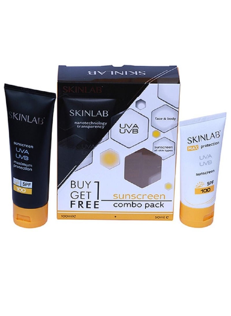 Skinlab UVA UVB Sunscreen Combo Pack SPF 100, 100ml + 50ml, 2 Pieces
