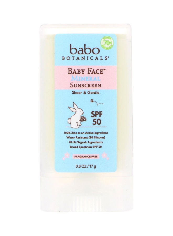 Baby Face Mineral Sunscreen Stick SPF 50 50grams