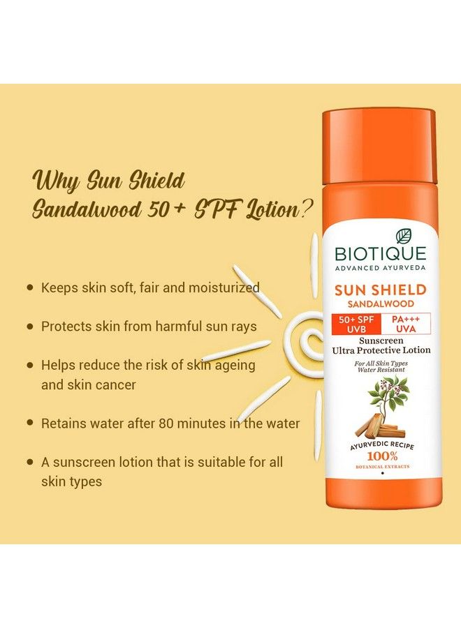 Bio Sandalwood 50+ Spf Uva/Uvb Sunscreen Ultra Soothing Face Lotion Water Resistant 190Ml (Pack Of 2)