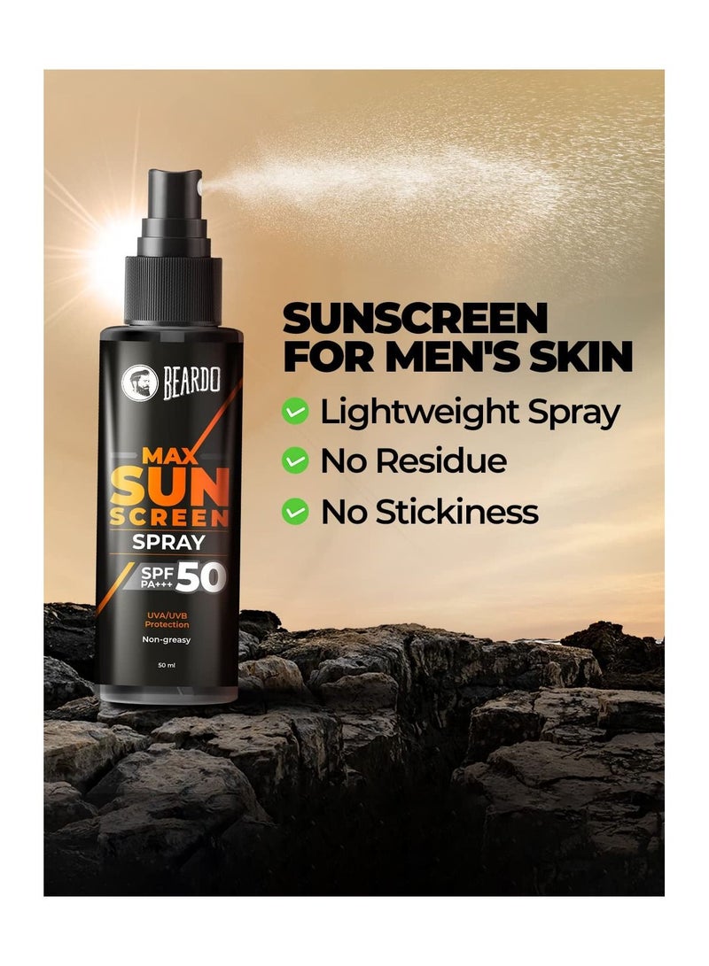 Beardo Max Sunscreen Spray SPF 50 For Oily Acne Prone Skin 50ml