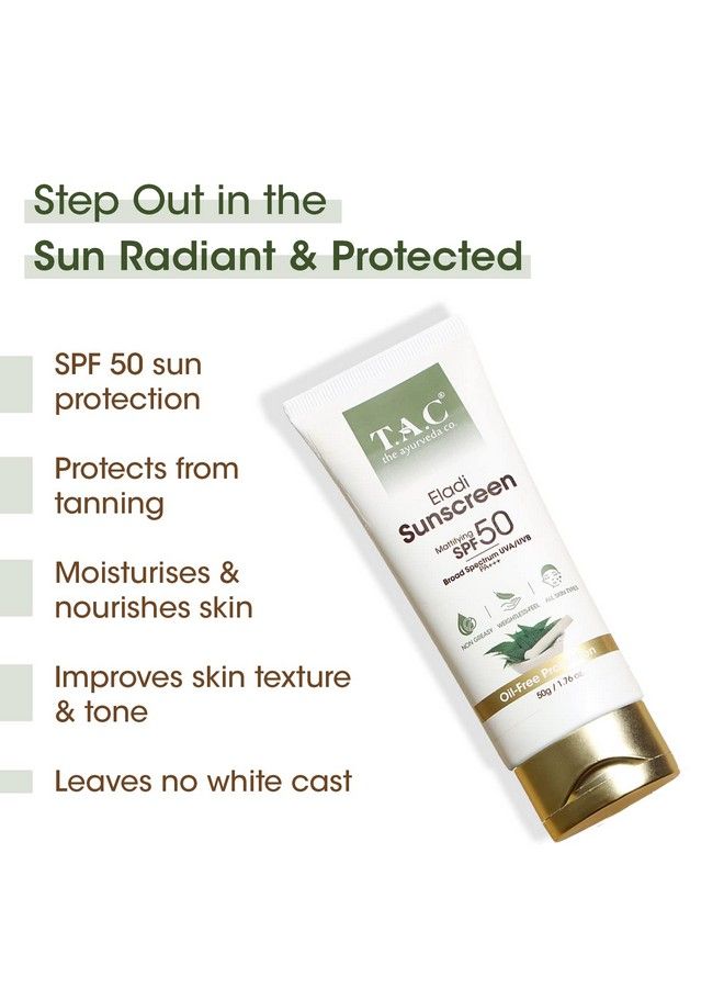 Eladi Sunscreen Matifying Spf 50 & Pa+++ Uva & Uvb Rays Protection Sunscreen For Indian Summer Condition For Women & Men All Skin Types 50Gm