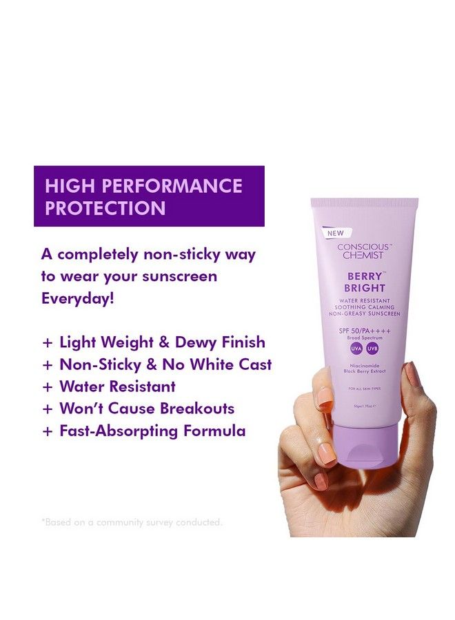 ® Hybrid Lightweight Gel Sunscreen Spf 50 Pa ++++ With Water Resistant Niacinamide Black Berry Extract ; Nongreasy No Whitecast ; All Skin Types Cruelty Free ; 50 G
