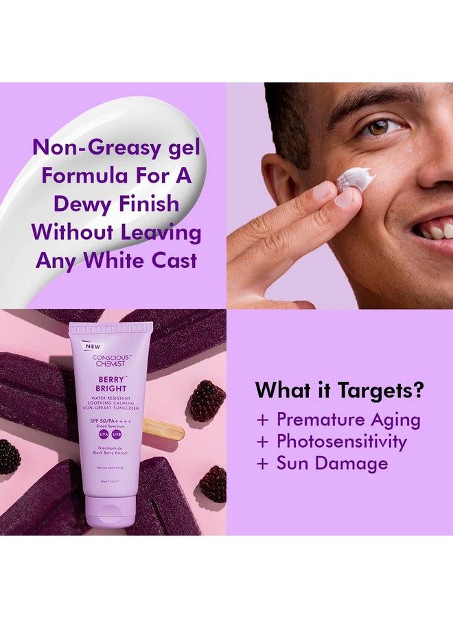 ® Hybrid Lightweight Gel Sunscreen Spf 50 Pa ++++ With Water Resistant Niacinamide Black Berry Extract ; Nongreasy No Whitecast ; All Skin Types Cruelty Free ; 50 G