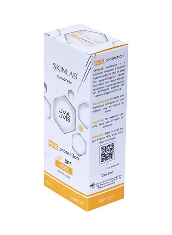 SPF 100 Sunscreen UVA UVB Max Protection 50ml