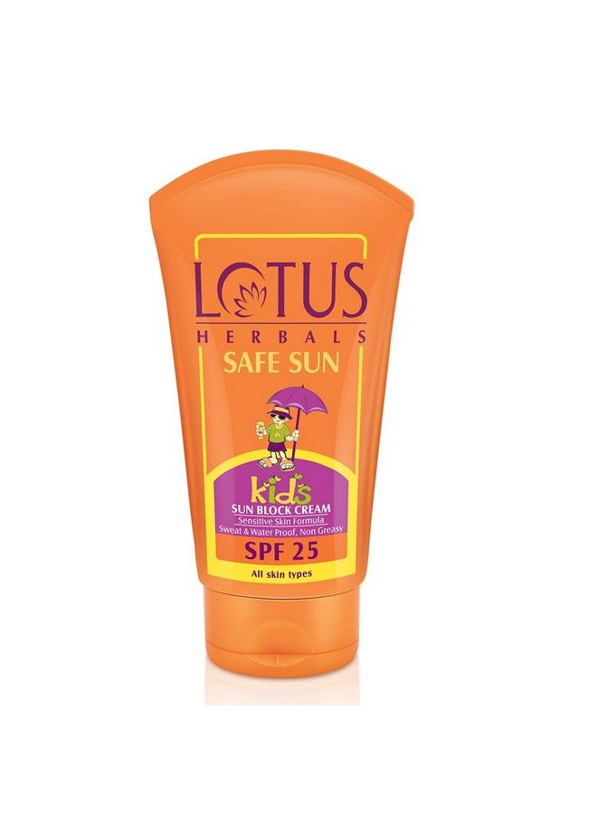 Safe Sun Kids Sunblock Cream Spf 25 Sensitive Skin Formula Sweat & Waterproof Sunscreen 100Gwhite