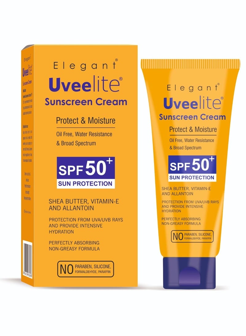 Elegant Uveelite Sunscreen Cream, SPF 50+ Sun Protection, For Normal to Dry Skin