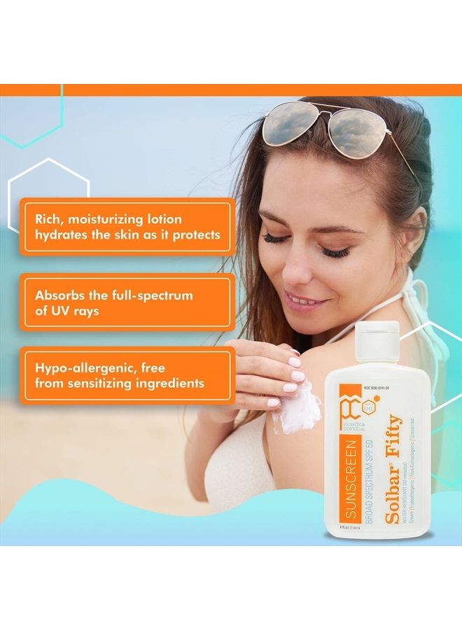 Person & Covey SPF 50 Sunscreen Face & Body Sun Cream - Solbar Fifty Body & Face Sunscreen SPF 50 Broad Spectrum Sunscreen - Water-Resistant Sun Cream, Sun Screen Protector for Face & Body - 4 Fl. Oz.