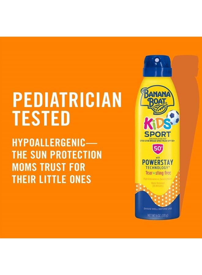 Kids Sport Sunscreen Spray, Sting-Free, Tear-Free, Broad Spectrum, SPF 50, 6oz. - Twin Pack