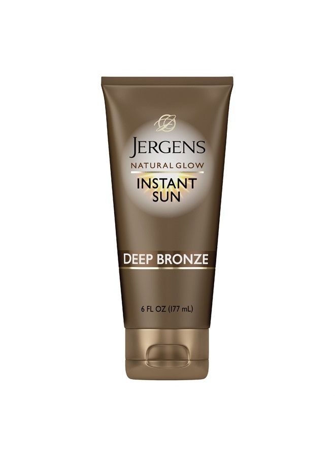 Natural Glow Instant Sun Self Tanner Lotion + Bronzer, Sunless Tanning Deep Bronze for a Natural-Looking Tan, 6 Ounce