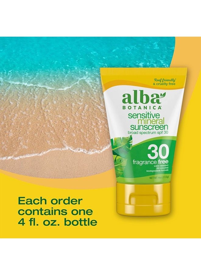 Sunscreen Lotion, Sensitive Mineral, SPF 30, Fragrance Free, 4 Oz