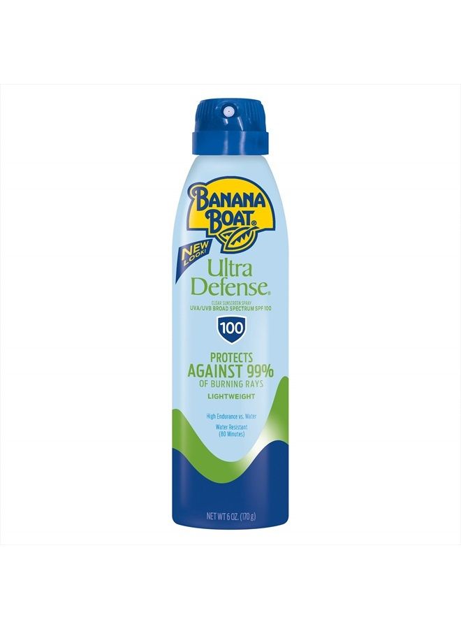 Ultra Defense MAX Skin Protect Clear, Broad Spectrum, Ultra Mist Sunscreen Spray, SPF 100, 6oz, blue cyan