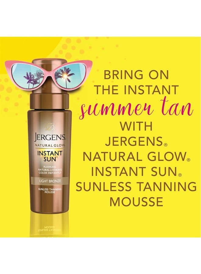 Natural Glow Instant Sun Body Mousse, Self Tanner for Light Bronze Tan, Sunless Tanning Body Bronzer, Fake Tan for Fair to Medium Skin, 6 Ounce