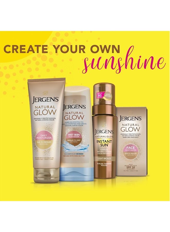 Natural Glow Instant Sun Body Mousse, Self Tanner for Light Bronze Tan, Sunless Tanning Body Bronzer, Fake Tan for Fair to Medium Skin, 6 Ounce