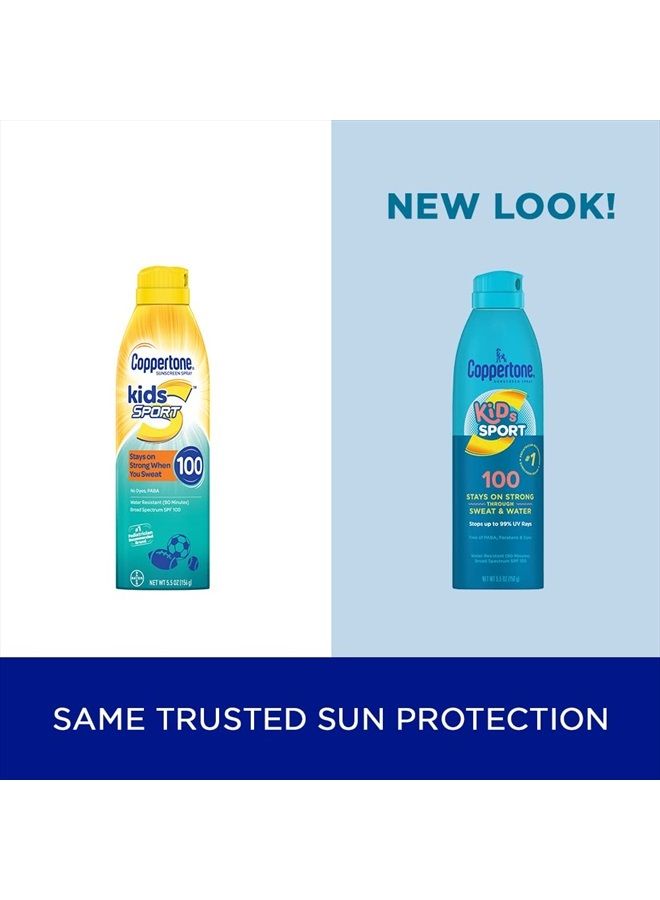 SPORT Kids Sunscreen Spray SPF 100, Water Resistant, Continuous Spray Sunscreen for Kids, Broad Spectrum Sunscreen SPF 100, 5.5 Oz Spray