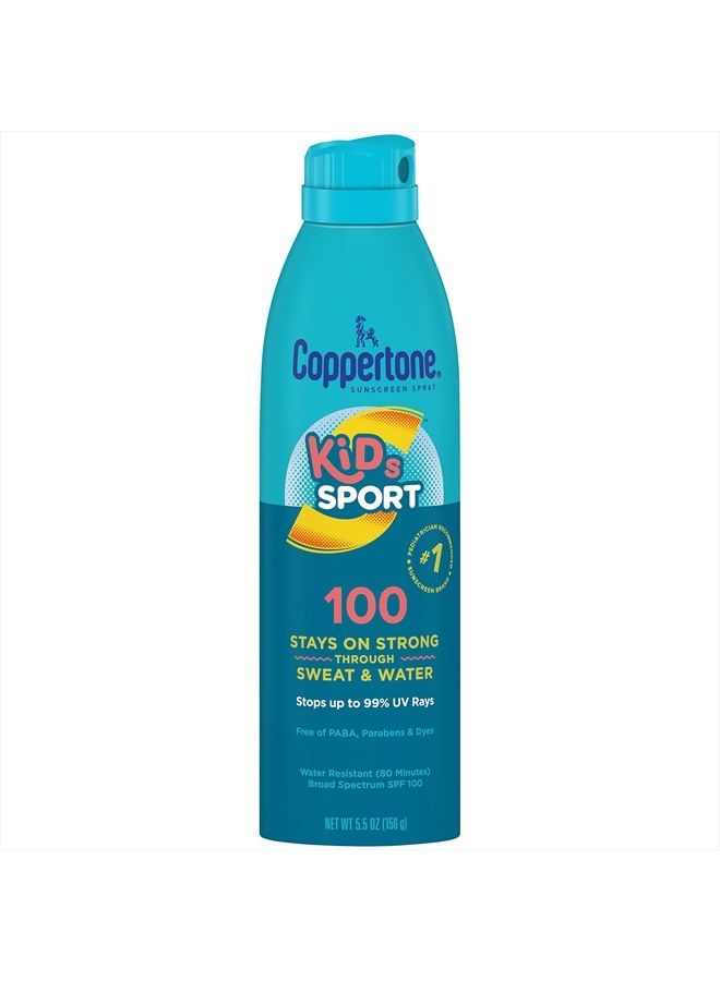 SPORT Kids Sunscreen Spray SPF 100, Water Resistant, Continuous Spray Sunscreen for Kids, Broad Spectrum Sunscreen SPF 100, 5.5 Oz Spray