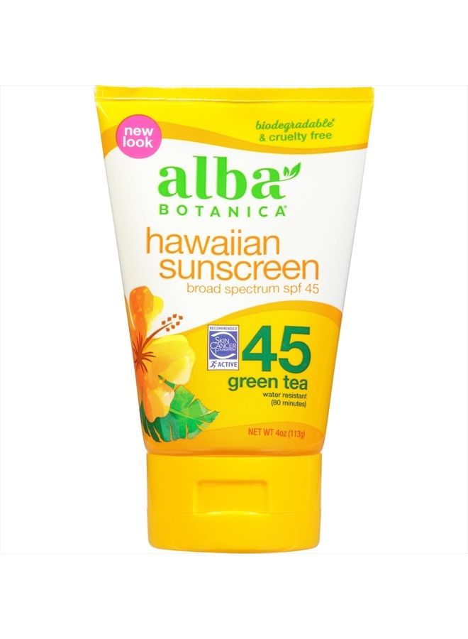 Sunscreen Lotion, SPF 45, Green Tea, 4 Oz