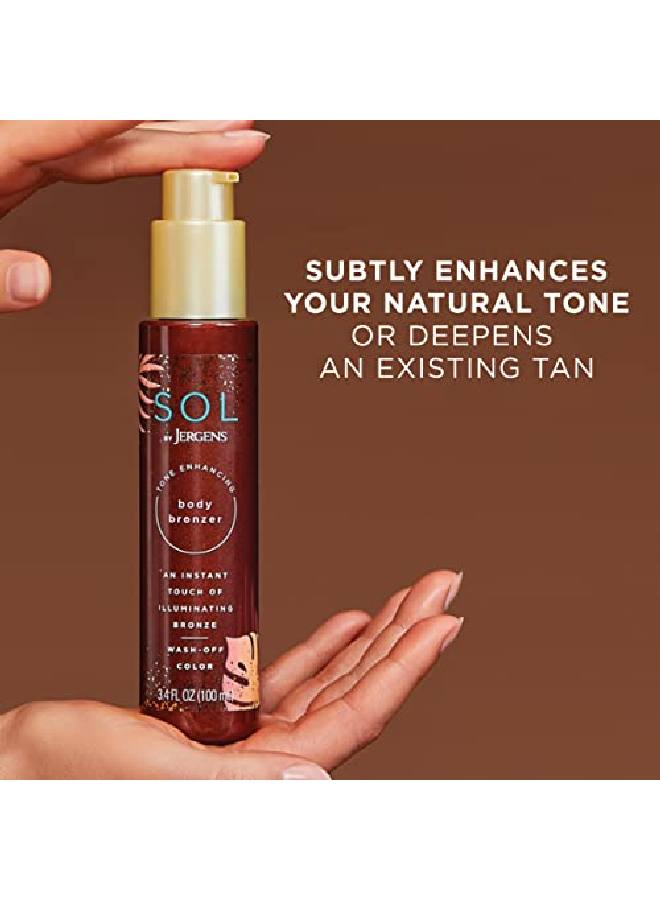 Sol By Self Tanner Body Bronzer For All Unique Skin Tones Sunless Tanning Washoff Luminous Body Bronzer Naturallooking Selfbronzer And Tan Intensifier For Instant Bronze 34 Ounce