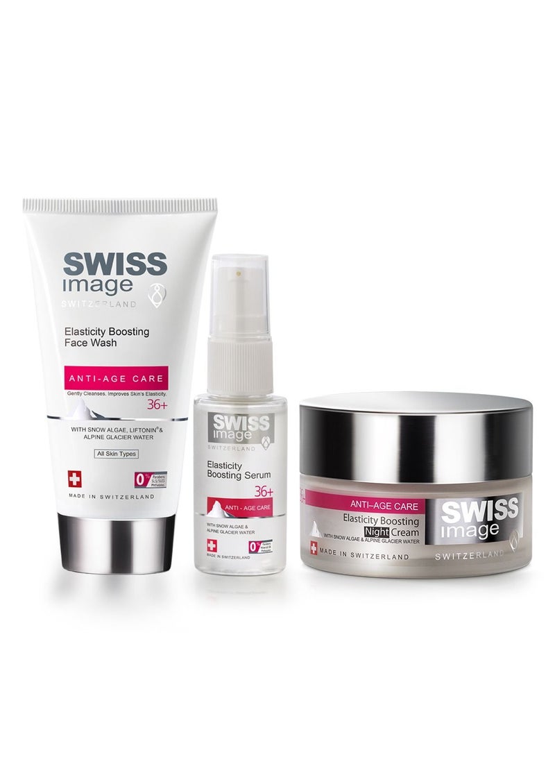 Anti-Ageing Skin Care 3 Steps Night Routine For Microsculping & Collagen Boosting- Face Wash 150ml, Serum 30ml & Night Cream 50ml