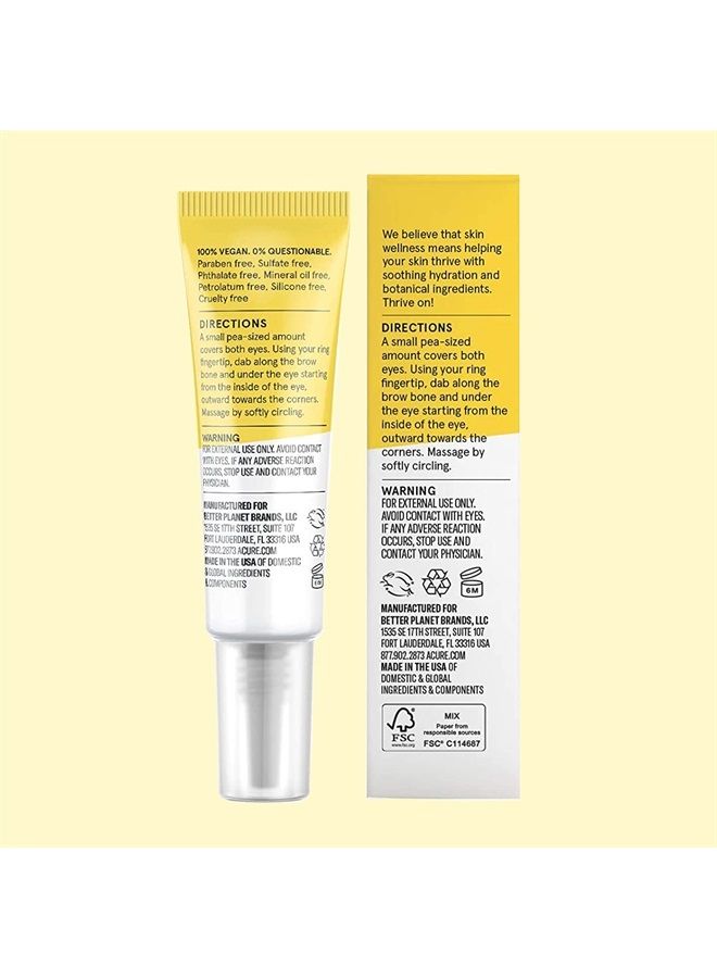 ACURE Brightening Eye Contour Gel | 100% Vegan | For A Brighter Appearance | Seaweed & Hibiscus Extract - Rejuvenates, Hydrates & Soothes | All Skin Types | 0.5 Fl Oz