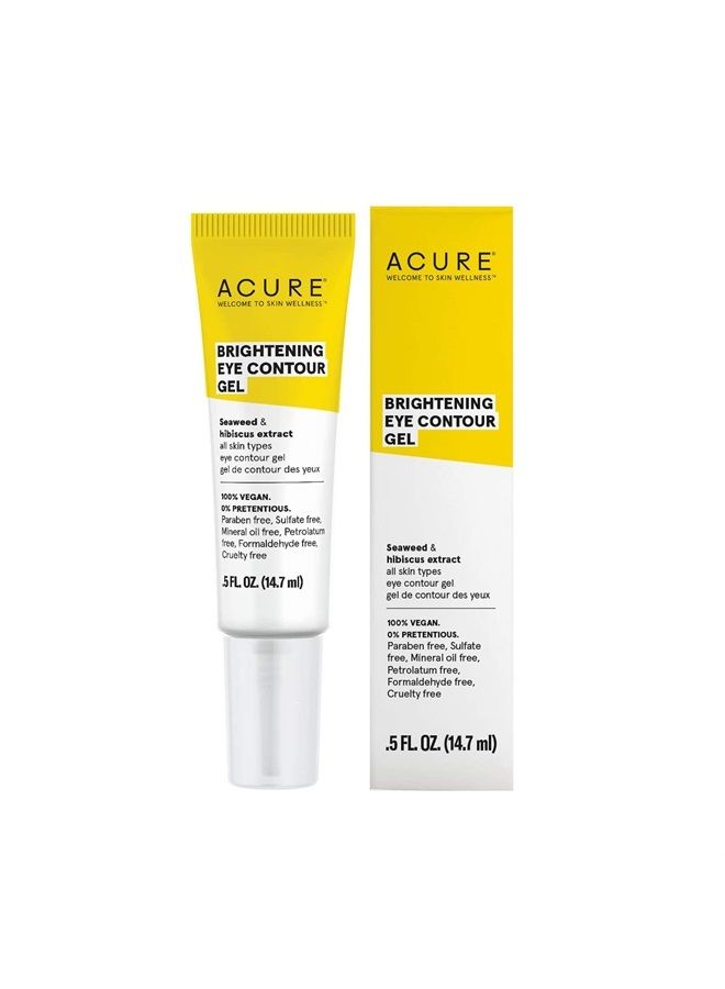 ACURE Brightening Eye Contour Gel | 100% Vegan | For A Brighter Appearance | Seaweed & Hibiscus Extract - Rejuvenates, Hydrates & Soothes | All Skin Types | 0.5 Fl Oz