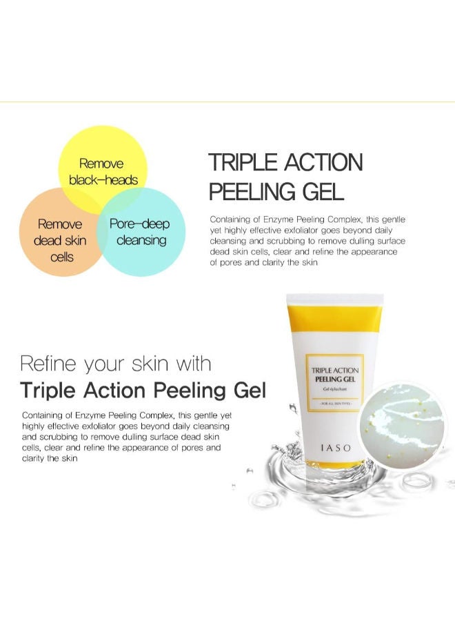 IASO Triple Action Peeling Gel with Yellow Vitamin Capsules For Face, Remove dead skin cells, Remove black heads,  Leaving skin moist, Pore deep cleansing, Made in Korea