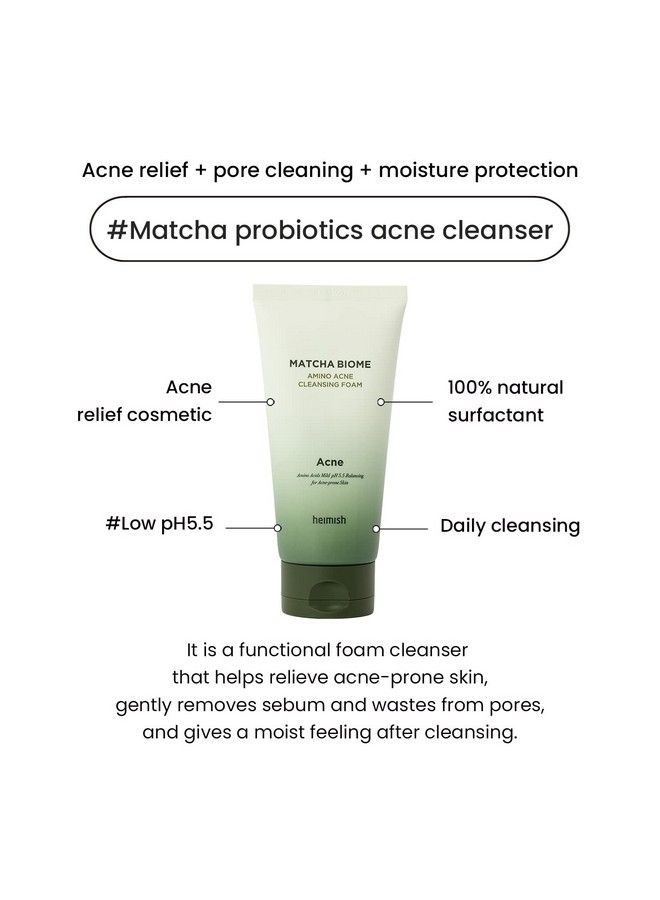 ] Matcha Biome Amino Acne Cleansing Foam 150Ml | Acne Cleanser Without Tightness Soothing & Refreshing Calming Hydrating Daily Facial Cleanser Removes Dead Cellsmother Day