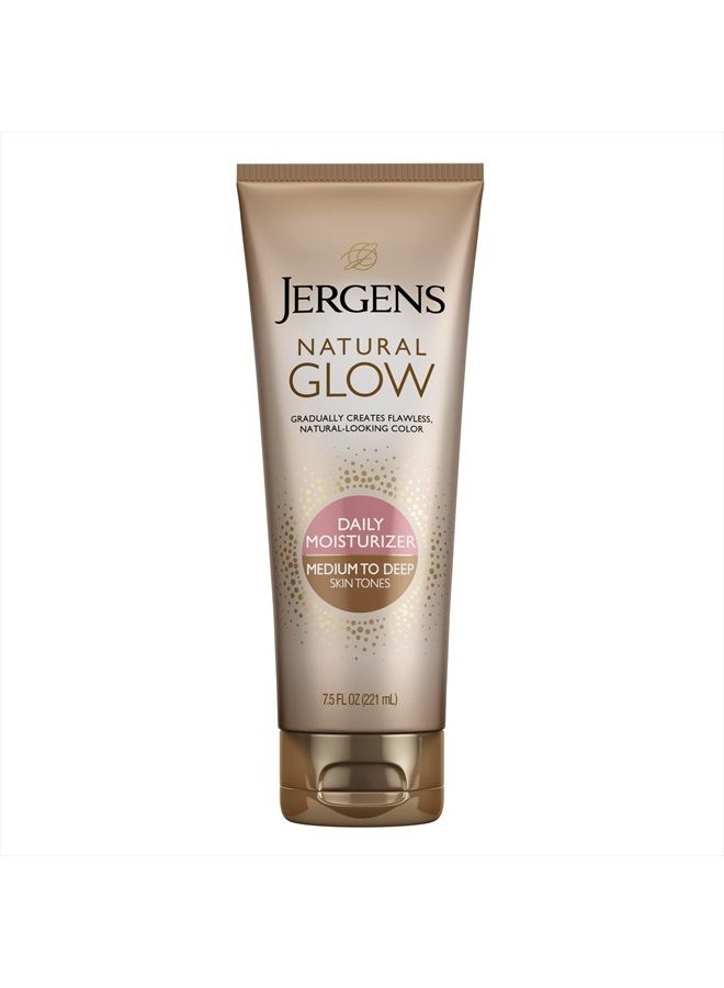 Natural Glow Self Tanner Lotion, Daily Sunless Fake Tanning, Medium to Deep Skin Tone, Daily Moisturizer, featuring Antioxidants and Vitamin E, 7.5 oz