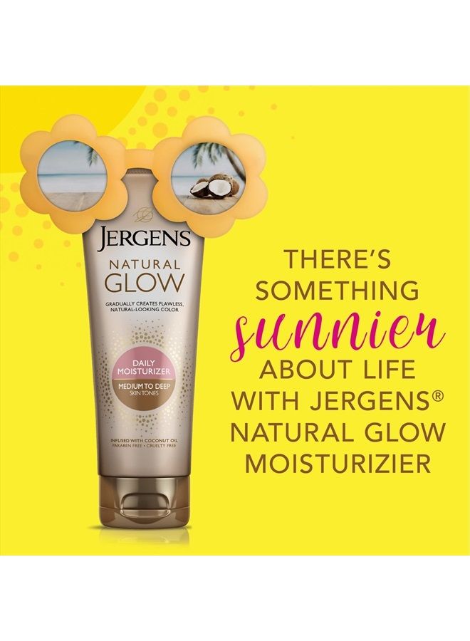 Natural Glow Self Tanner Lotion, Daily Sunless Fake Tanning, Medium to Deep Skin Tone, Daily Moisturizer, featuring Antioxidants and Vitamin E, 7.5 oz