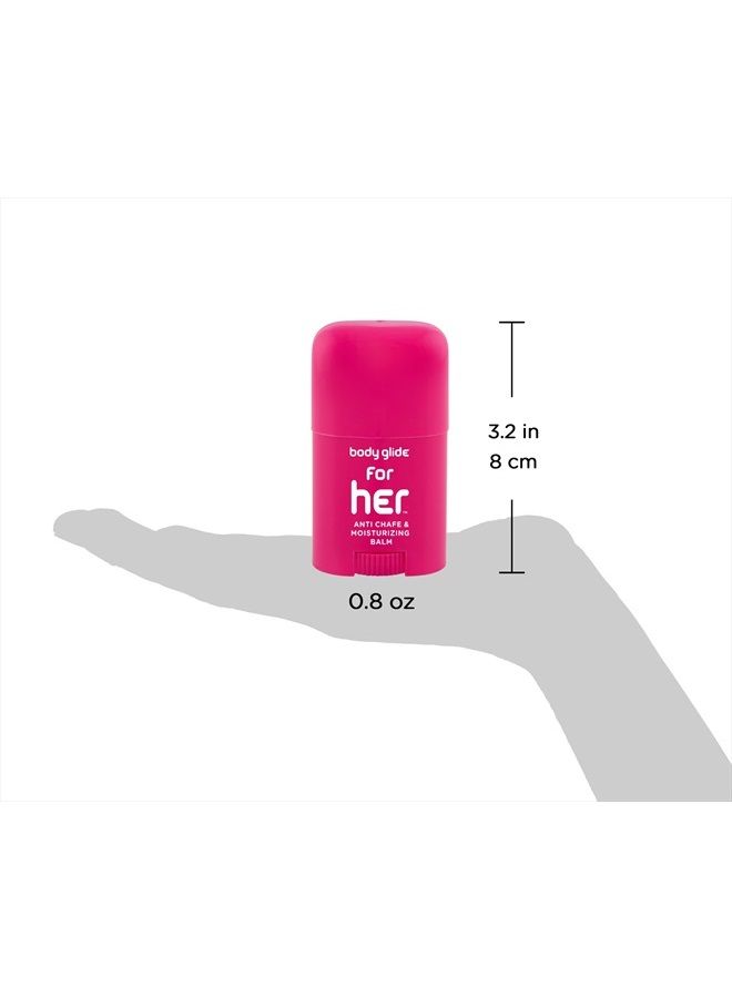 Body Glide For Her Anti Chafe Balm: anti chafing stick with added emollients. Prevent rubbing leading to chafing, raw skin, and irritation. Use for arm, chest, bra, butt, groin, and thigh chafing: 0.8
