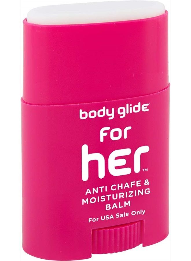 Body Glide For Her Anti Chafe Balm: anti chafing stick with added emollients. Prevent rubbing leading to chafing, raw skin, and irritation. Use for arm, chest, bra, butt, groin, and thigh chafing: 0.8