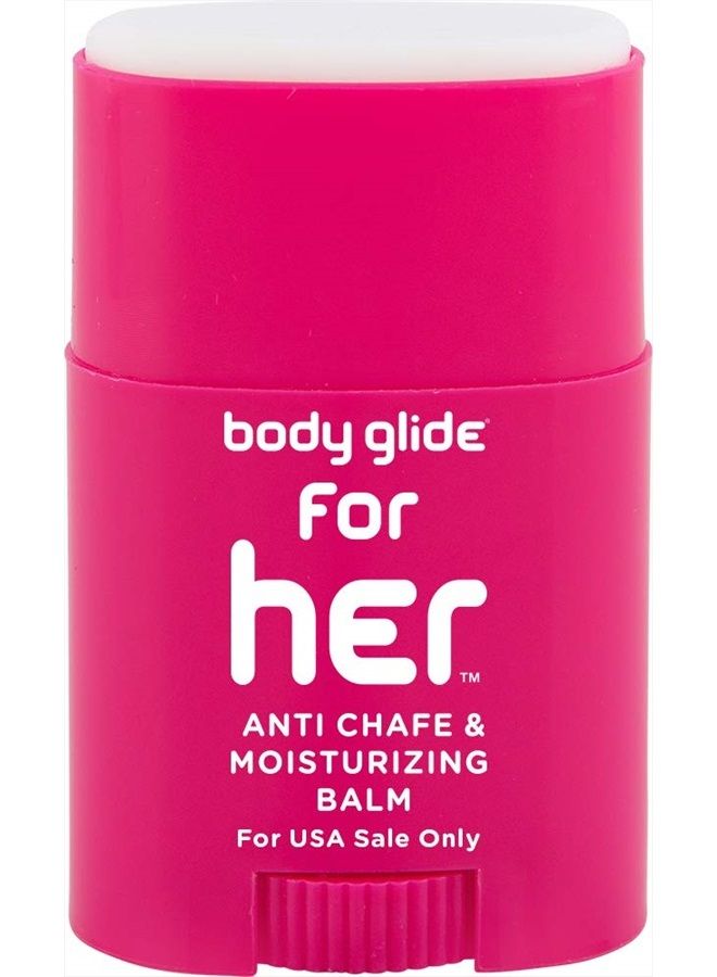 Body Glide For Her Anti Chafe Balm: anti chafing stick with added emollients. Prevent rubbing leading to chafing, raw skin, and irritation. Use for arm, chest, bra, butt, groin, and thigh chafing: 0.8