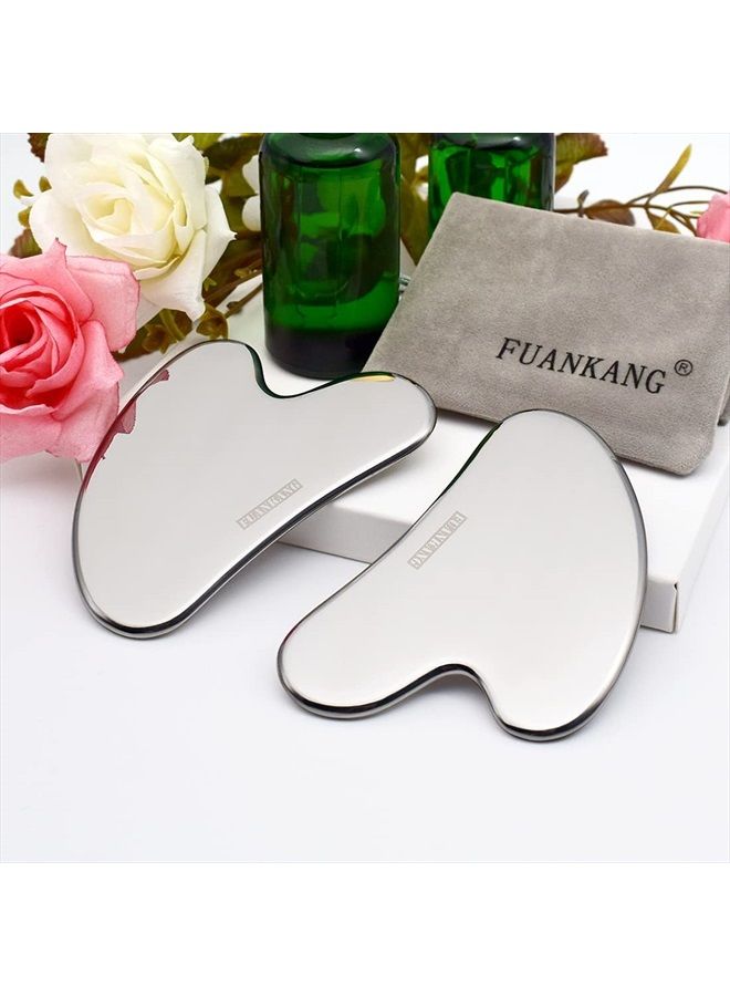 Gua Sha Facial Tools Stainless Steel Scraping Massage Tool for Face Stainless Steel Gua Sha Tool with Travel Pouch