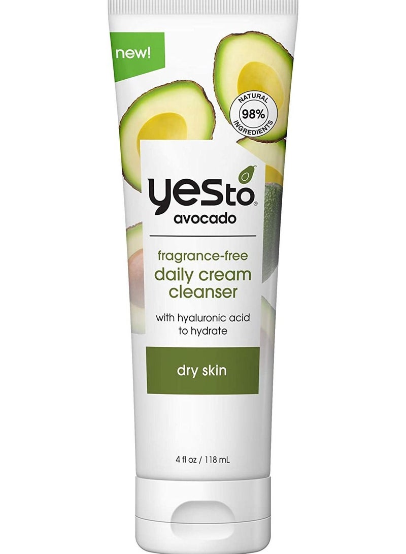 Yes To Avocado Fragrance Free Daily Cream Cleanser 4 Fl Oz