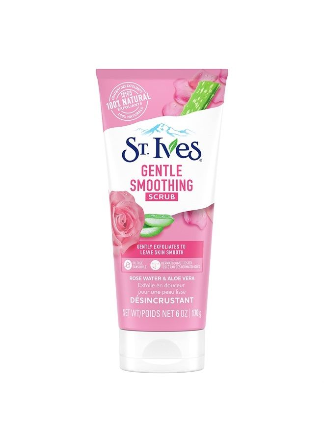 Gentle Smoothing Face Scrub Our Gentlest Scrub Yet Rose Water and Aloe Vera Made with 100 percent Natural Exfoliants, Paraben Free, Oil-Free, Dermatologist Tested 6 oz