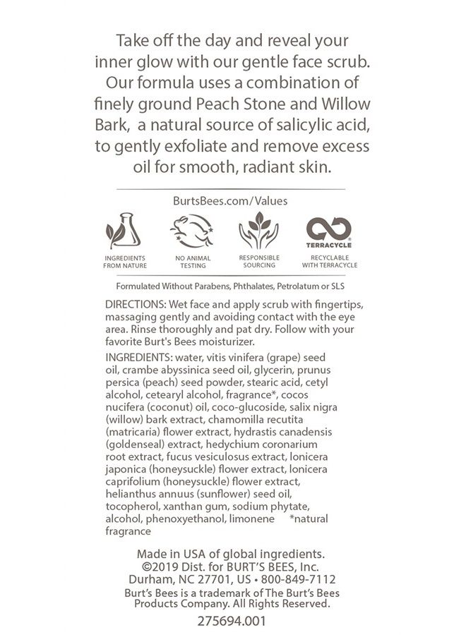 Peach and Willow Bark Deep Pore Exfoliating Facial Scrub, Package May Vary, 4 Oz