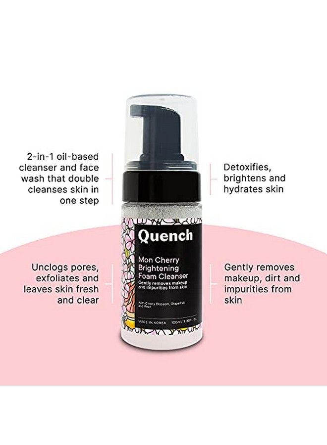 Mon Cherry Brightening Foam Cleanser ; Made In Korea ; 2In1 Face Wash And Oil Based Cleanser ; With Cherry Blossom Grapefruit Pearl Babassu Seed Oil And Citric Acid (100Ml)