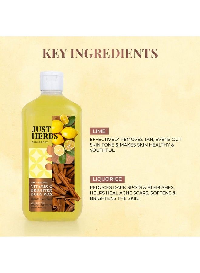 Vitamin C Skin Brightening Exfoliating Lime + Liquorice Body Wash For Men & Women 300 Ml