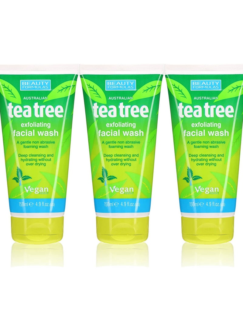 Australian Tea Tree Exfoliating Facial Wash 150ml pack of 3