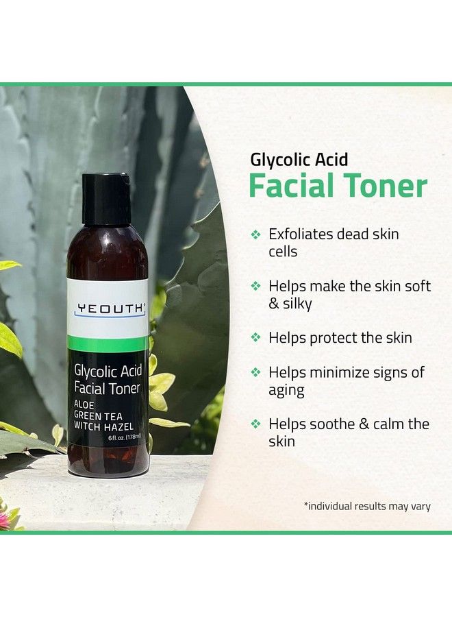 Glycolic Acid Toner For Face With Witch Hazel Gentle Exfoliating Toner For Pores Wrinkles Acne & Dark Spot Hydrating Face Toner For Women & Men Skin Toner By Yeouth