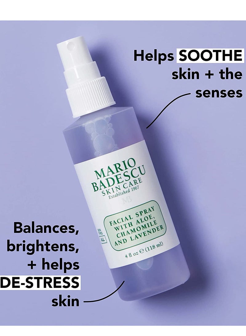 Mario Badescu Facial Spray with Aloe, Chamomile and Lavender for All Skin Types | Face Mist that Hydrates and Restores Balance & Brightness