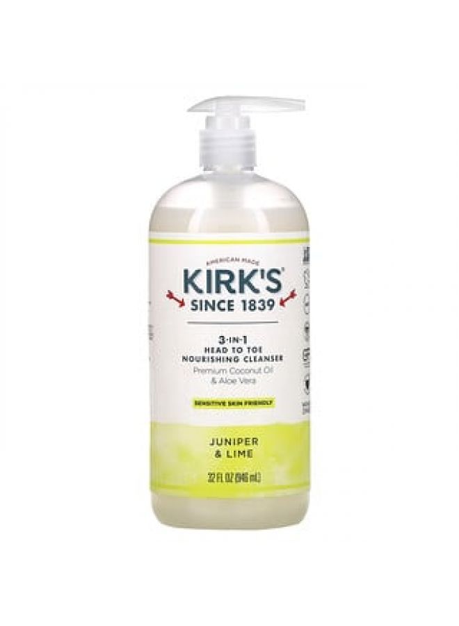 Kirk's 3-in-1 Head to Toe Nourishing Cleanser Juniper & Lime 32 fl oz