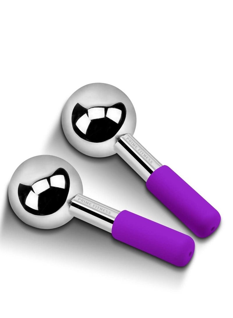 Ice Globes for Facials Unbreakable Steel Cooling Roller Cryo Sticks for Face Massager for Face Neck & Eyes Skin Care for Dark Circles Puffiness Wrinkles Collagen Production Purple